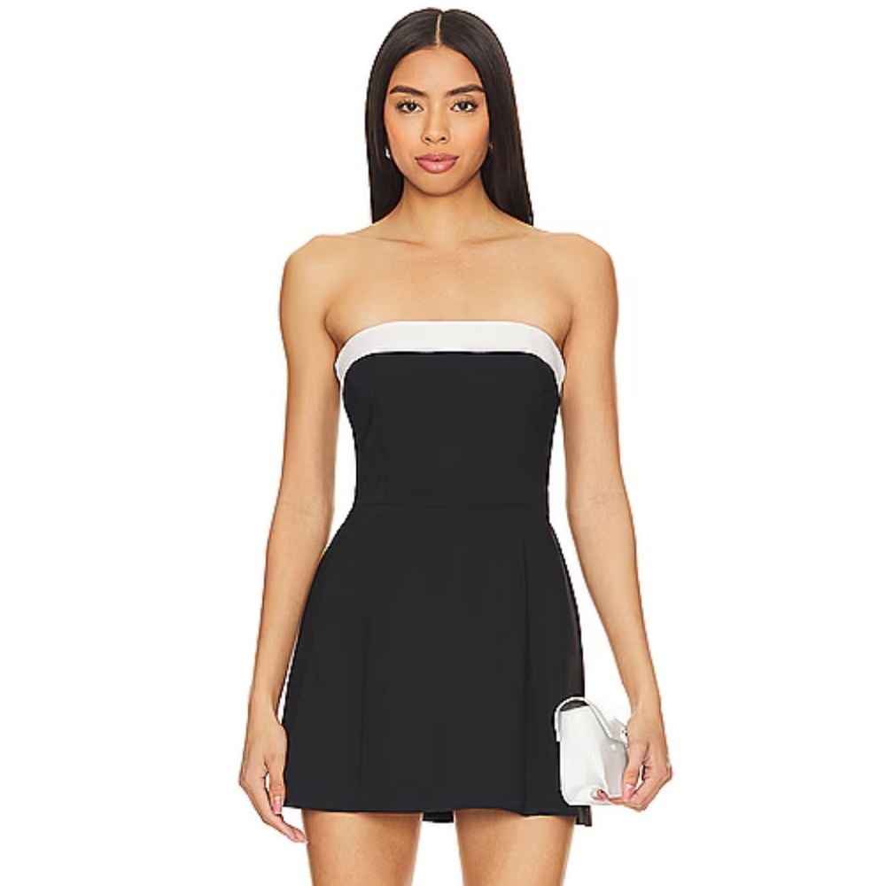 Amanda Uprichard Kerry Skort Romper Black White Mini Dress Revolve S